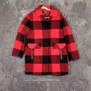 Pendleton Red and Black Pea Coat Buffalo Plaid Paul Buyan Womens S/p